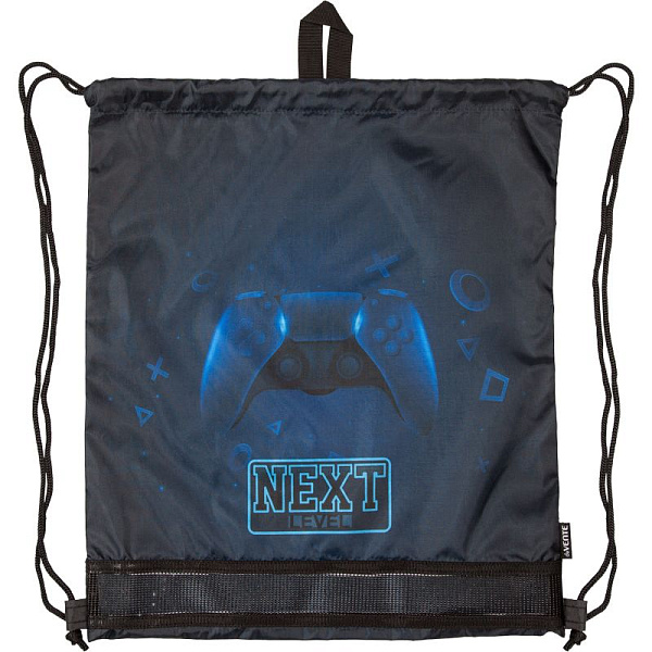 Сумка для сменной обуви "deVENTE. Next Level Gamer" 40x47 см, водоотталкивающая ткань, на веревочной завязке, с вставкой из пластиковой сетки для вентиляции, с петлей для повеса и переноски