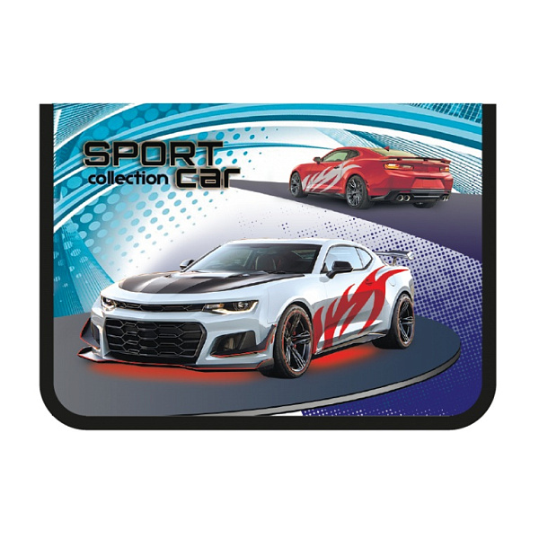 Папка для тетрадей А4 молния вокруг, "Sport car" печать на пластике