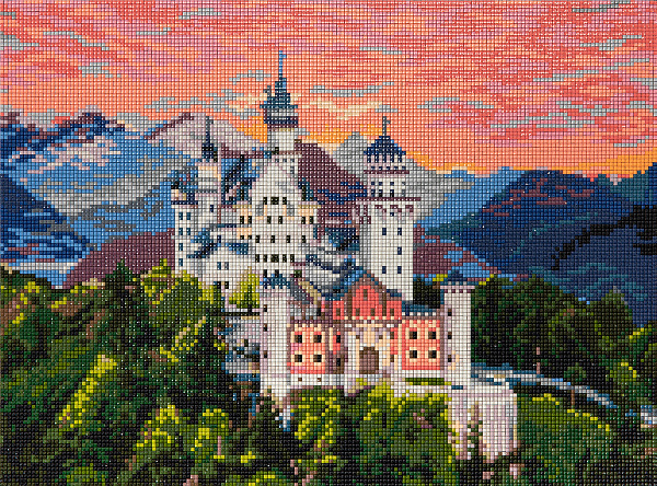 Алмазная мозаика 40*30 "ФРЕЯ" на подрамнике "Замок в Альпах"