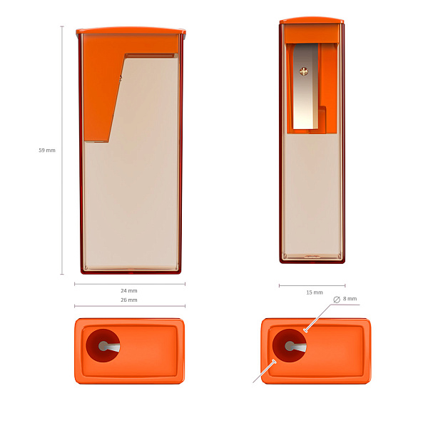 Точилка 1 отв. ErichKrause City, Neon, с контейнером, ассорти, пластик. (в коробке-дисплее по 16 шт)