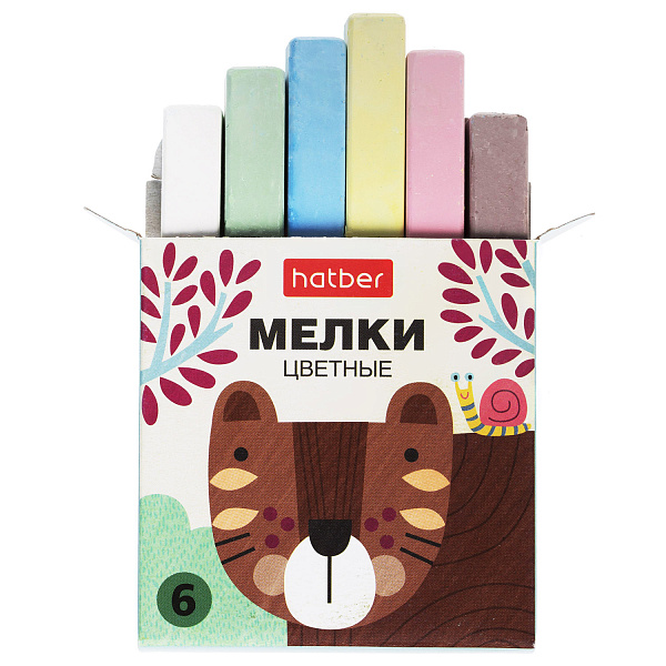 Мелки Hatber  Нарисуй-ка! 6 цв. в картонной коробке