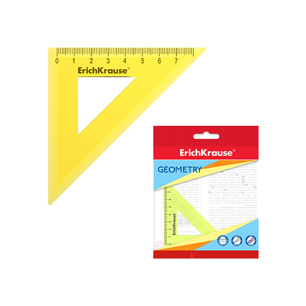 Угольник 45°/7см ErichKrause Neon, пластиковый, желтый, во флоупаке