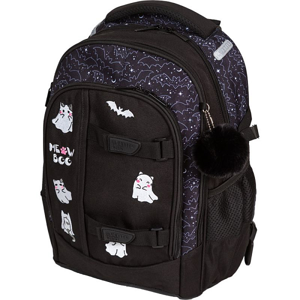 Рюкзак "deVENTE. Ergo. Ghost Meow" школьный 39x28x20 см (18 л) 600 г, 2 отделения на молнии, одно с уплотненным отделением для ноутбука до 15 дюймов и книг и карманом для учебников, второе с органайзером и карабином для ключей, передний карман на мол