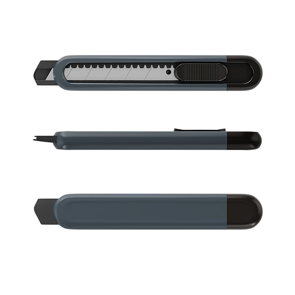 Нож канцелярский 18 мм ErichKrause Butterfly Classic,  с автоматической фиксацией лезвия, серый (в блистере по 1 шт.)