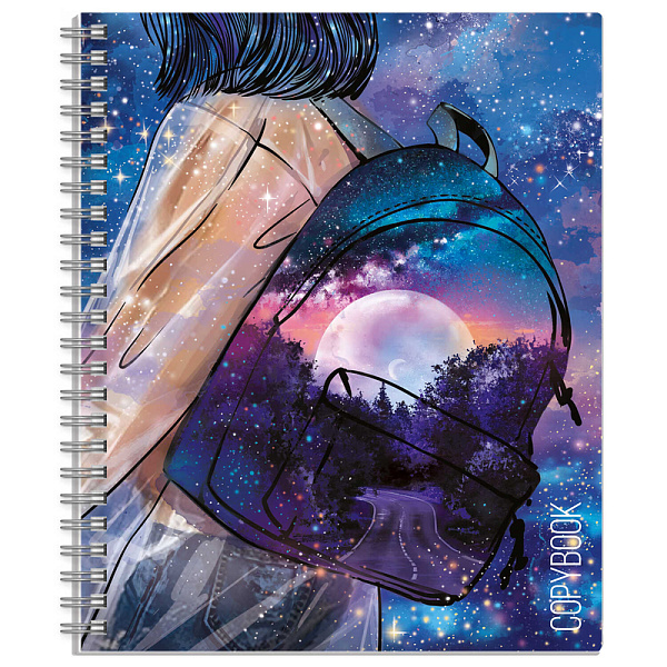 Тетрадь 80 л. кл. на гребне Copybook "МОЯ ВСЕЛЕННАЯ" обложка - печать по фольге, выборочный ТВИН УФ-лак, мелованный картон 190 г/м²,