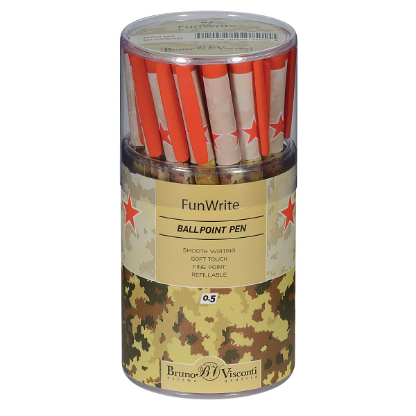 Ручка шариковая 0,5 мм "FunWrite. Military. Sand" СИНЯЯ 