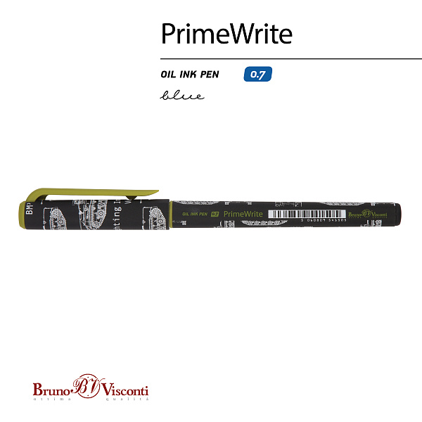 Ручка шариковая 0,7 мм "PrimeWrite. Чертежи. Танк" на масляной основе, СИНЯЯ