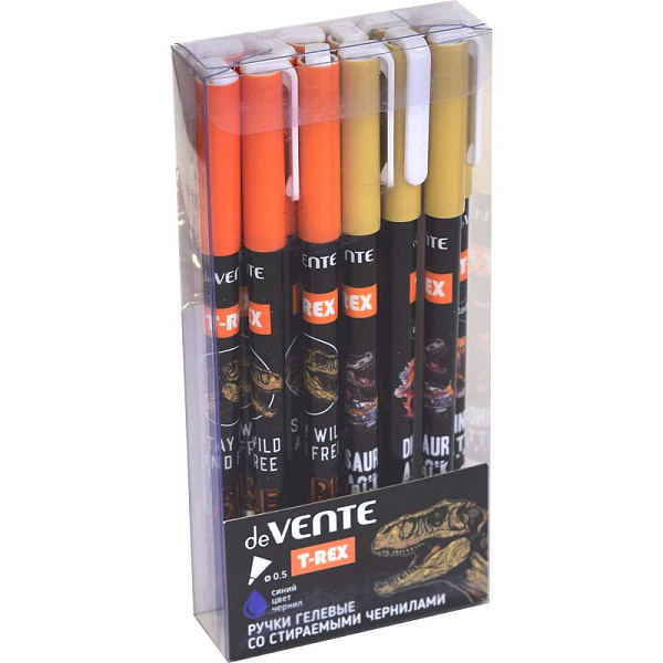 Ручка гелевая 0,5 мм стираемая "deVENTE. T-Rex" Синяя.с ластиком+ смен.стержень,2 дизайна