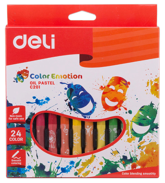 Пастель масляная 24 цв. Deli Color Emotion шестигранные картон.кор./европод.