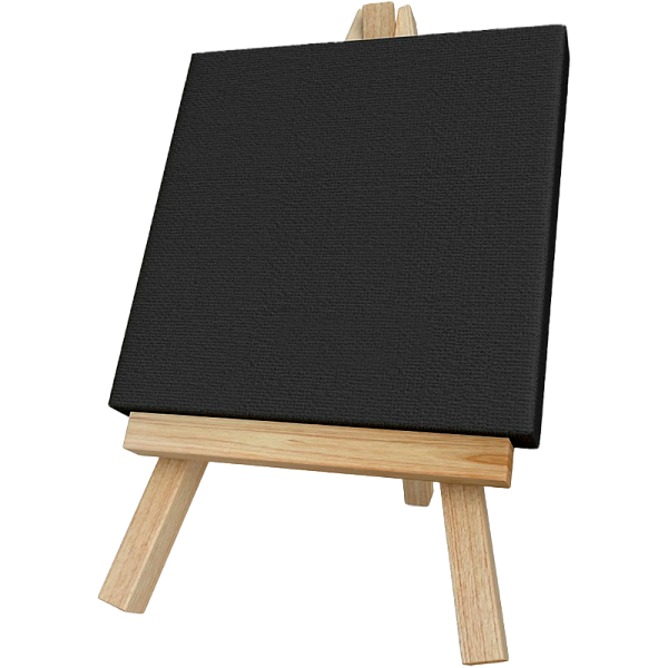 Мини мольберт с холстом на подрамнике 10x10 см грунтованный "deVENTE. ART" 100% хлопок 280 г/м², мелкое зерно, цвет черный, термоусадочная пленка