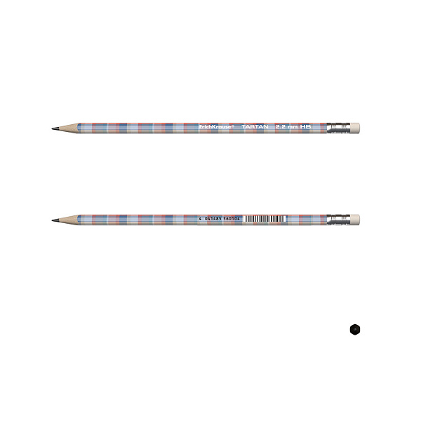 Карандаш ч/г HB ErichKrause Tartan с ластиком трехгранный 