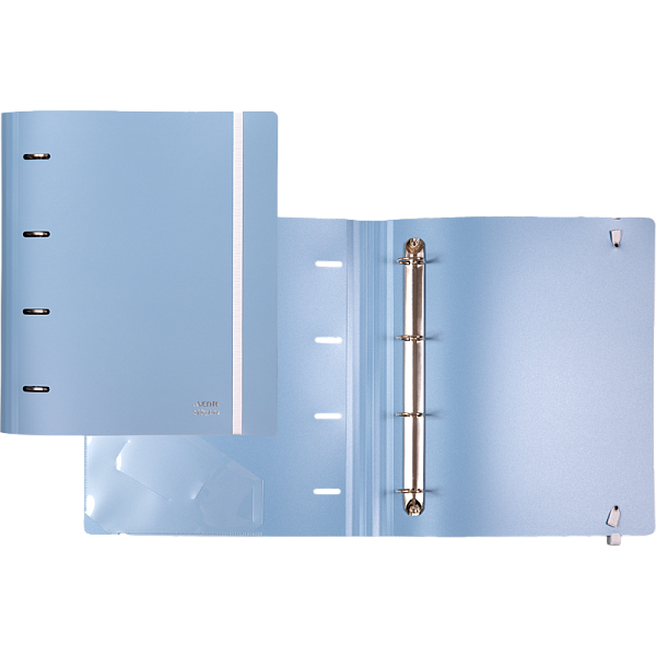 Папка 4 кольца "deVENTE. sigNATURE" A4 (295x355x38 мм) Ø 30 мм, полипропилен 650 мкм, сумеречно синяя, фактура "ткань" на 250 листов бумаги или 50 вкладышей, внутренний карман 160 мкм, широкая резинка, индивидуальная упаковка