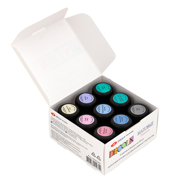 Акрил 9 цв. 20 мл. Декола "Романтик" матовый картон