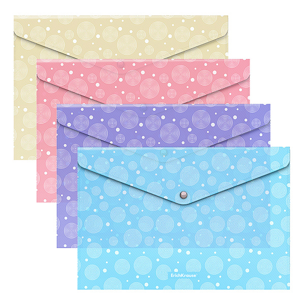 Папка-конверт на кн. А4 ErichKrause® Pastel Dots, полупрозрачная, ассорти