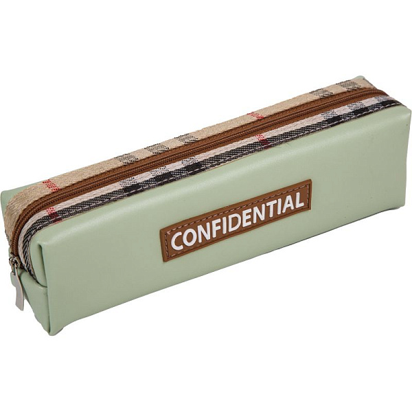 Пенал "deVENTE. Confidential" 21x6x4,5 см, прямоугольный для 30 пр. плотная ткань twill, на молнии, с отделкой из клетчатой ткани, с аппликацией из каучука, ассорти 2 дизайна