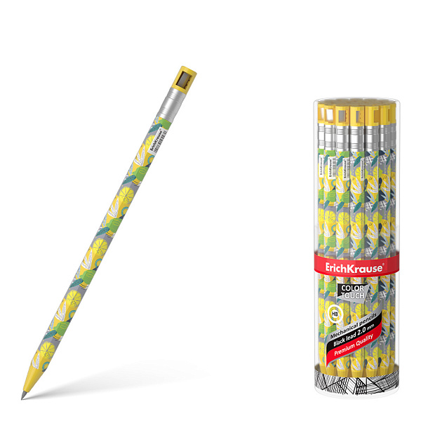Карандаш автомат. 2,0 мм ErichKrause ColorTouch® Lime с точилкой, НВ (в тубусе по 24 шт.)