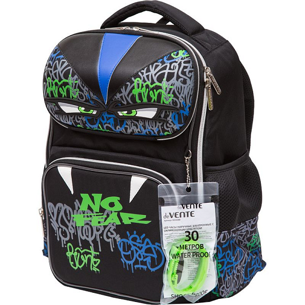 Ранец "deVENTE. Smart. No Fear" школьный жесткий 37x28x14 см (14 л) вес 800 г, 1 отд. на замке с карманом для учебников, 2 передних кармана на молнии, 2 боковых кармана на резинке с расширением, эргономичная формоустойчивая вентилируемая спинка и мяг