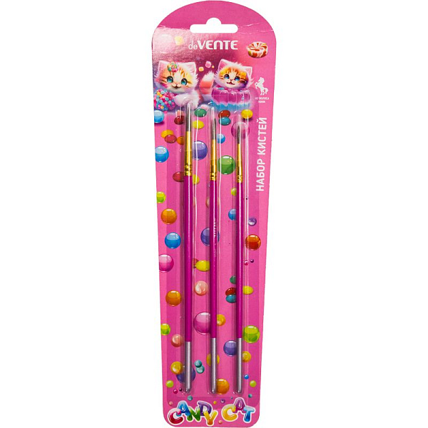 Набор кистей 3 шт. "deVENTE. Candy Cat" (пони № 2, 4, 7) в картонном блистере