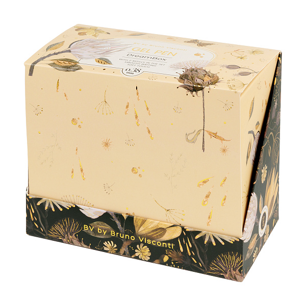 Ручка гелевая автомат. 0,38 мм "DREAMBOX.FLORA.НОЧНЫЕ ЦВЕТЫ" ЧЕРНАЯ,В ПОДАРОЧНОМ ПЕНАЛЕ С 2-МЯ СТЕРЖ.