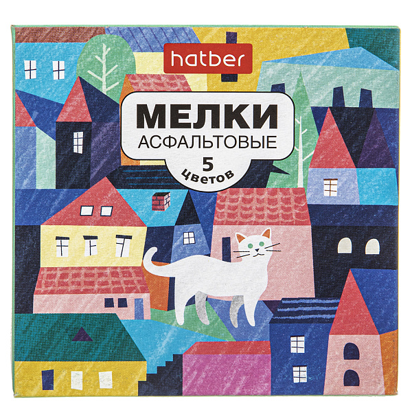 Мелки асфальтовые Hatber -Городок- 5 цв. в картонной коробке