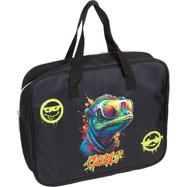 Папка для тетрадей, ИЗО и технологии "deVENTE. Cool Lizard" A4 (36x28x8 см) с расширением 8 см, плотный износостойкий полиэстер с водоотталкивающей пропиткой, с каучуковой аппликацией, на молнии сверху, каучуковая аппликация, с внутренним карманом, с