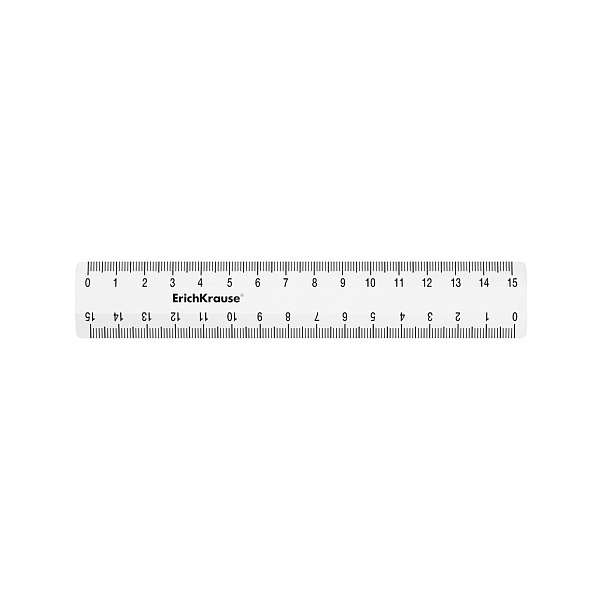 Линейка 15 см ErichKrause Clear, пластиков., прозрачный, в флоупаке