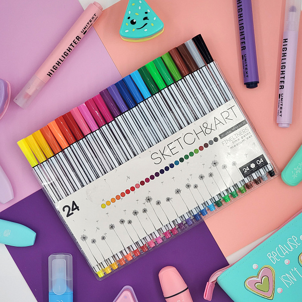 Набор скетч линеров 0.4 мм 24 цв. SKETCH&ART, В ПВХ КАРМАНЕ, 
