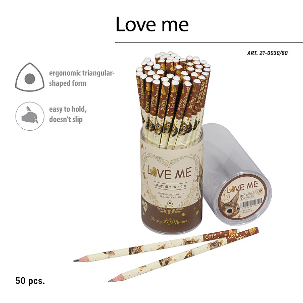 Карандаш ч/г "LOVE ME. КОТИКИ ПРИНОСЯТ СЧАСТЬЕ."  НВ  