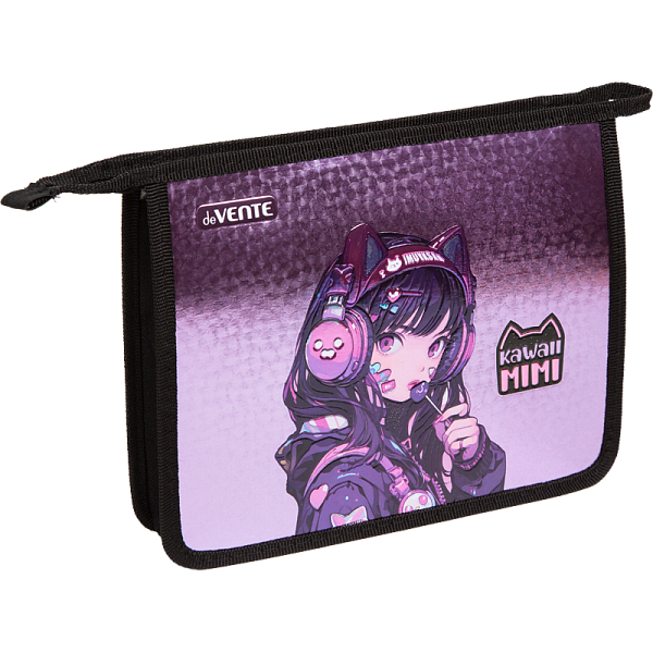 Папка для тетрадей А5 "deVENTE. Kawaii Mimi"(240x198x45 мм) с текст. расширением 4,5 см, молния свер