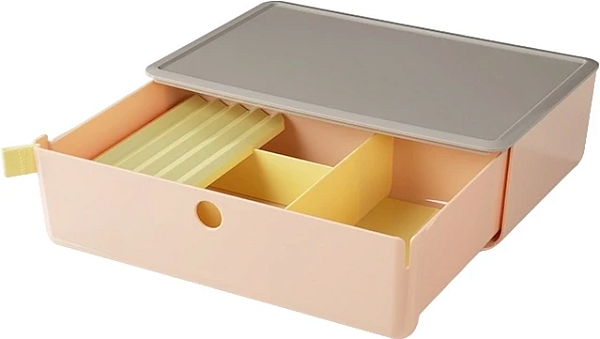 Короб для хранения Deli 1 выдвижной ящик 250x220x125мм 3 разделителя серый пластик XDM31GREY