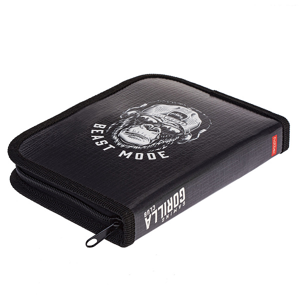 Пенал 1секц.+ств. 190*130 Hatber "Горилла" на молнии, глянц. ламин. с табл.умножения  в индив.упак.