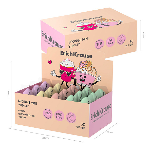 Ластик ErichKrause Sponge Mini Yummy (в коробке по 30  шт.)