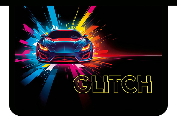 Папка для тетрадей А4 пластиковая, молния сверху с дизайном "GLITCH" 2025
