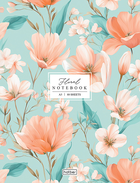 Бизнес-блокнот А5 80 л. кл. тв.переплет "Floral" 167х216мм 5-цв. блок запечат. форзац мат.ламин.