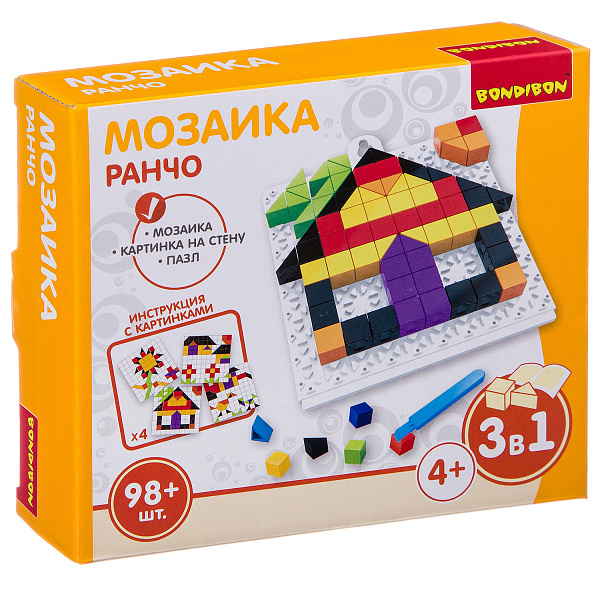 Мозаика Bondibon «РАНЧО» 3 в 1 98 дет.