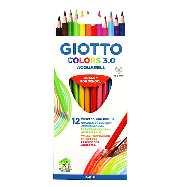 "Giotto" COLORS 3.0 Карандаши цветные акварельные деревянные трехгранные заточенный 12 цв.