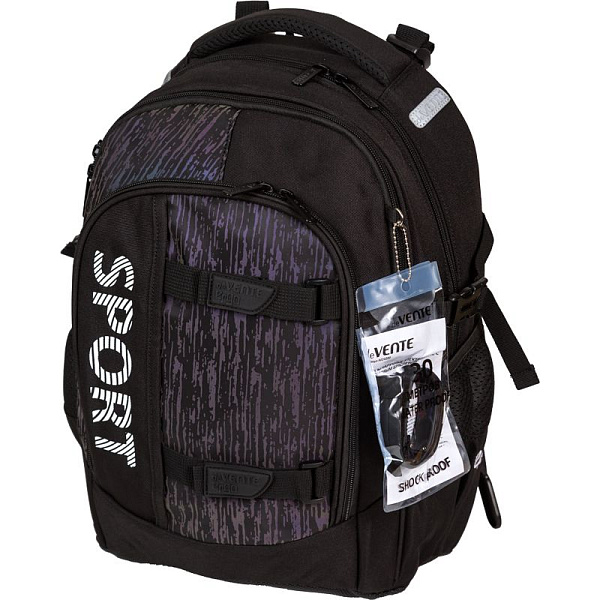 Рюкзак "deVENTE. Ergo. Sport" школьный 39x28x20 см (18 л) 600 г, 2 отделения на молнии, одно с уплотненным отделением для ноутбука до 15 дюймов и книг и карманом для учебников, второе с органайзером и карабином для ключей, передний карман на молнии с