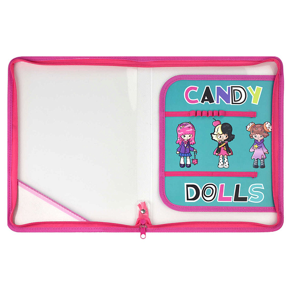 Папка для труда А4 "СЛАДКИЕ КУКОЛКИ" (полипропилен, 22.8x32.8 см, 1 отд., молния, внутре