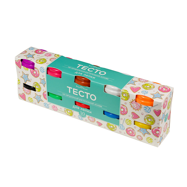 ПЛАСТИЛИН (ТЕСТО ДЛЯ ЛЕПКИ) НА НАТУРАЛЬНОЙ РАСТИТЕЛЬНОЙ ОСНОВЕ "HAPPYCOLOR", 10 ЦВ., 200 Г. 2 ВИДА