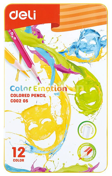 Карандаши 12 цв. Deli Color Emotion липа мет.кор.