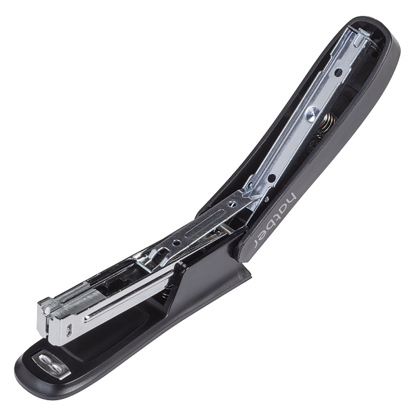 Степлер на 12 л. №10 Hatber Пластиковый 50 скоб захват 40мм с антистеплером Черный в картонной коробке