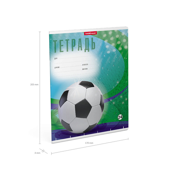 Тетрадь 24 листа в клетку "Мяч в игре" ErichKrause®