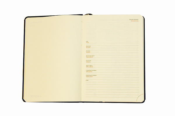 Ежедневник недат А5 "deVENTE. Chic" черный, 320 стр, кремовая бумага, тв. обложка из искусственной кожи с поролоном, магнитная створка, карман для телефона и визиток на обратной стороне обложки, черный форзац 