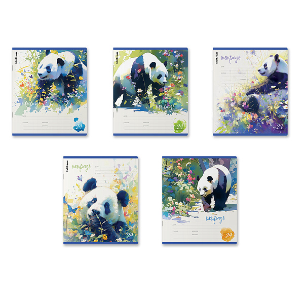 Тетрадь 24 л. лин. "Flower Panda" ErichKrause  (в плёнке по 10 шт.)_MIX-PACK