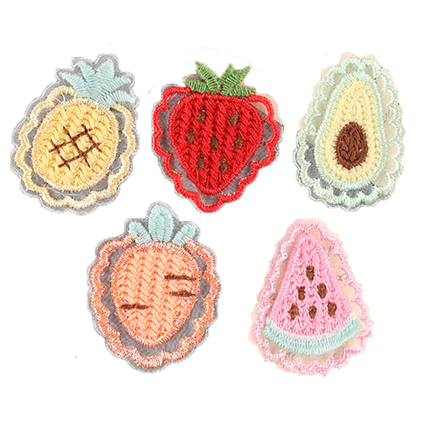 Декоративные украшения "deVENTE. Fruits" тканевые, от 28x40 мм до 35x42 мм, 5 шт, ассорти дизайнов, в пластиковом пакете с блистерным подвесом