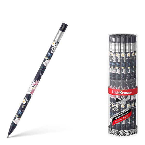 Карандаш механический 2,0 мм ErichKrause® ColorTouch® Lily с точилкой, НВ (в тубусе по 24 шт.)