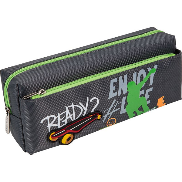 Пенал "deVENTE. Ready to Skate" 21x9x6 см, прямоуг.для 60 пр.матовая иск.кожа с дизайном, на молнии