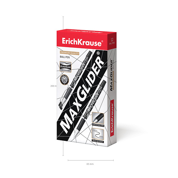 Ручка шариковая ErichKrause® MaxGlider®, Ultra Glide Technology, цвет  чернил черный (в коробке по 12 шт.)
