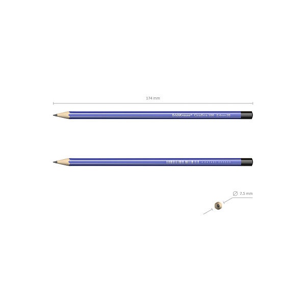 Карандаш ч/г ErichKrause® Grafica 100 2B шестигранный