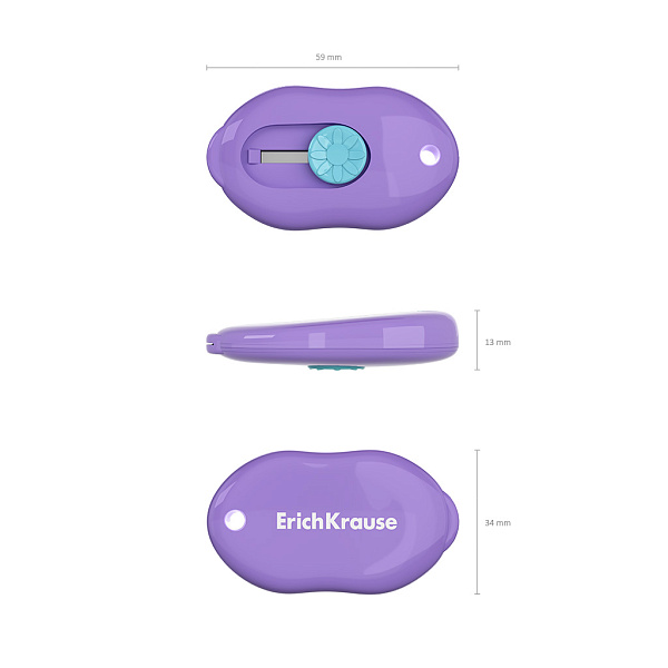 Нож канцелярский ErichKrause Cloud Mini Pastel, ассорти (в пакете по 1 шт.)
